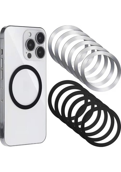 3 Adet Siyah Metal Plaka Etiket Yüzük Magsafe Kablosuz Şarj Için IPHONE11ADD Mag Güvenli Cep Telefonu Manyetik Metal Halka Samsung S22 (Yurt Dışından)