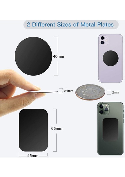 1 Adet Untoom 6 Adet Metal Plaka Manyetik Araç Telefonu Tutucu Demir Sac Disk Etiket Mıknatıs Cep Telefonu Tutucu iPhone 12 Için Standı (Yurt Dışından)