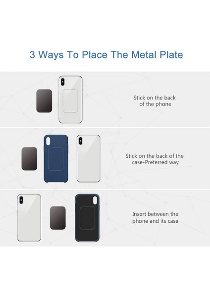 1 Adet Untoom 6 Adet Metal Plaka Manyetik Araç Telefonu Tutucu Demir Sac Disk Etiket Mıknatıs Cep Telefonu Tutucu iPhone 12 Için Standı (Yurt Dışından)