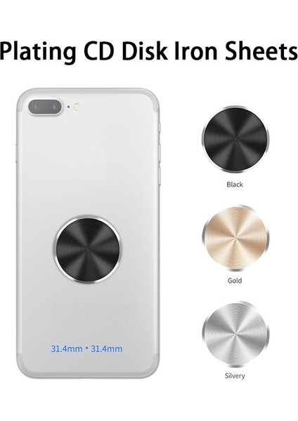 Gold-2pcs Kaplama Metal Plaka Araç Montajlı Telefon Tutucu Için Manyetik Araç Telefonu Tutucu Alüminyum Alaşımlı Etiket iPhone 12 Samsung Xiaomi Için (Yurt Dışından)