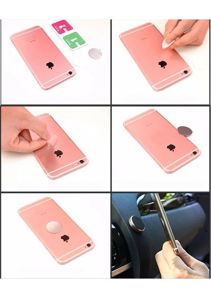 Gold-2pcs Kaplama Metal Plaka Araç Montajlı Telefon Tutucu Için Manyetik Araç Telefonu Tutucu Alüminyum Alaşımlı Etiket iPhone 12 Samsung Xiaomi Için (Yurt Dışından)