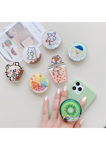 05 Lüks Karikatür Quicksand Çanta Genişletilebilir Kavrama Tok Telefon Tutucu Parmak Yüzük Desteği Katlanabilir Griptok Soket iPhone Için (Yurt Dışından) fiyatları