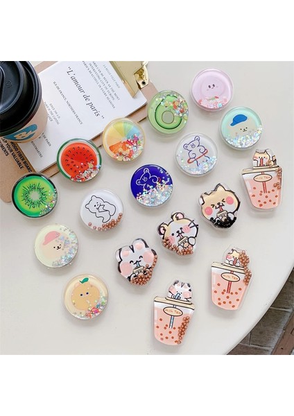 05 Lüks Karikatür Quicksand Çanta Genişletilebilir Kavrama Tok Telefon Tutucu Parmak Yüzük Desteği Katlanabilir Griptok Soket iPhone Için (Yurt Dışından) modelleri