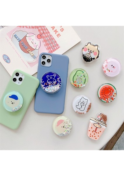 05 Lüks Karikatür Quicksand Çanta Genişletilebilir Kavrama Tok Telefon Tutucu Parmak Yüzük Desteği Katlanabilir Griptok Soket iPhone Için (Yurt Dışından) indirimleri