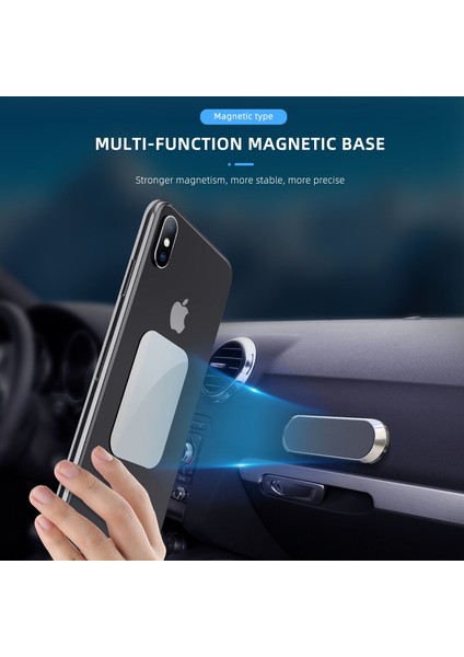 Siyah Gtwın Manyetik Araç Telefonu Tutucu Metal Mini Şerit Şekli Standı iPhone Samsung Xiaomi Için Evrensel Mıknatıs Takoz Desteği Pano (Yurt Dışından)
