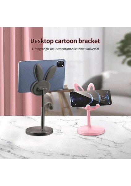 Beyaz Yeni Üstün Yüz Cep Telefonu Braketi Karikatür Tavşan Kafası Cep Tablet Telefon Braketi Ayarlanabilir Canlı Yayın Braketi (Yurt Dışından) fiyatları