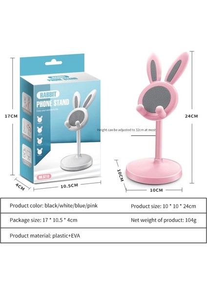 Beyaz Yeni Üstün Yüz Cep Telefonu Braketi Karikatür Tavşan Kafası Cep Tablet Telefon Braketi Ayarlanabilir Canlı Yayın Braketi (Yurt Dışından) modelleri