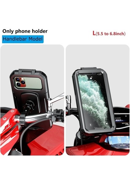 Gidon L Motosiklet Telefon Tutucu Su Geçirmez Kılıf Bisiklet Telefonu Montaj 1 "top Gidon Kök Mobil Tutucu Çift Soket Kolları Alüminyum Taban (Yurt Dışından)