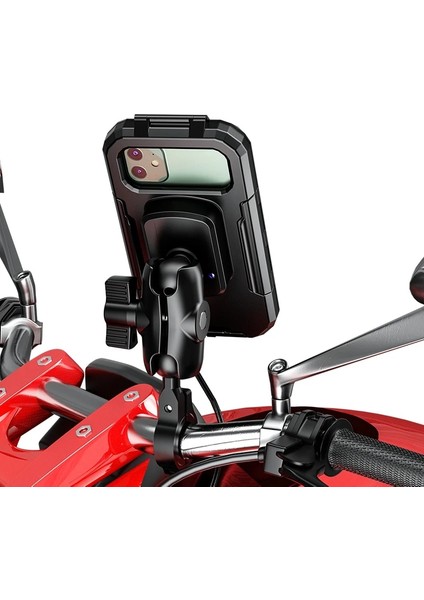 Gidon L Motosiklet Telefon Tutucu Su Geçirmez Kılıf Bisiklet Telefonu Montaj 1 "top Gidon Kök Mobil Tutucu Çift Soket Kolları Alüminyum Taban (Yurt Dışından) modelleri