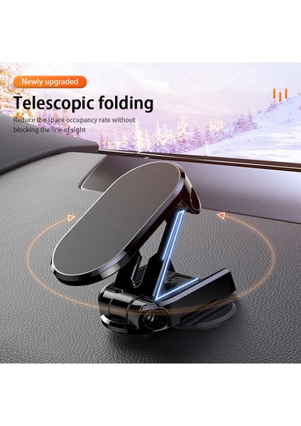 Yeni Güncelleme Siyah Metal Manyetik Araba Cep Telefonu Tutucu Katlanır Mıknatıslı Cep Telefonu Arabada Standı Gps Desteği iPhone Xiaomi 360° Dönebilen Montaj (Yurt Dışından) modelleri