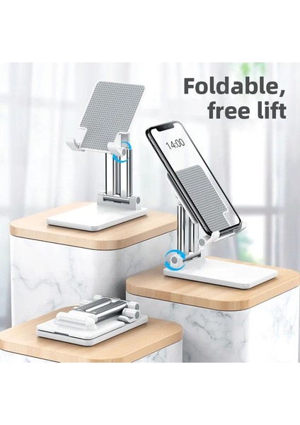Katlanır Stand Beyaz Katlanabilir Masaüstü Telefon Tutucu IPhone IPad Xiaomi Samsung Telefon Desteği Ayarlanabilir Masa Braketi Için Telefon Standı Küçült (Yurt Dışından)