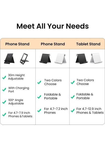 Telefon Standı Ugreen Telefon Standı Tutucu Masası Cep Telefonu Dock Standı iPhone 11 Pro Max Se 8 7 Ayarlanabilir Katlanabilir Cep Telefonu Tutucu Standı (Yurt Dışından)