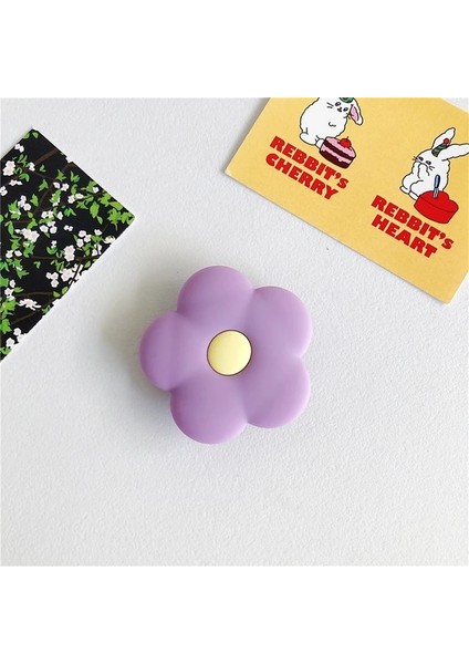 Çiçek Mor Sevimli 3D Karikatür Çiçek Kedi Paw Cep Telefonu Standı iPhone Samsung Huawei Xiaomi Için Streç Braketi Parmak Yüzük Tutucu (Yurt Dışından)