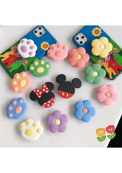 Çiçek Mor Sevimli 3D Karikatür Çiçek Kedi Paw Cep Telefonu Standı iPhone Samsung Huawei Xiaomi Için Streç Braketi Parmak Yüzük Tutucu (Yurt Dışından) fiyatları