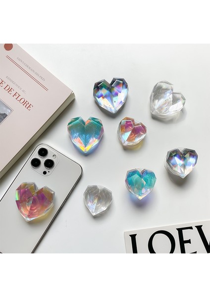 Temizle Küçük 3D Lazer Kalp Geometrik Kore Cep Telefonu Tutucu Kavrama Tok Desteği Griptok Katlanabilir Akıllı Cep Telefonu Parmak Yüzük Standı Soketi (Yurt Dışından) fiyatları