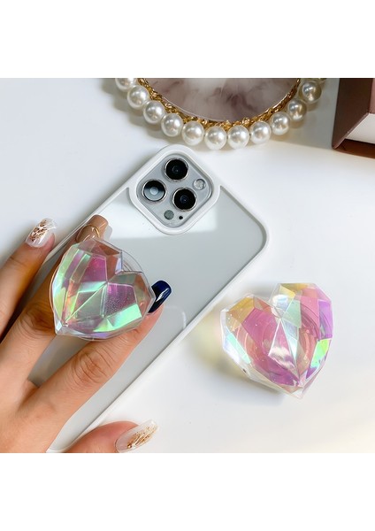 Temizle Küçük 3D Lazer Kalp Geometrik Kore Cep Telefonu Tutucu Kavrama Tok Desteği Griptok Katlanabilir Akıllı Cep Telefonu Parmak Yüzük Standı Soketi (Yurt Dışından) modelleri