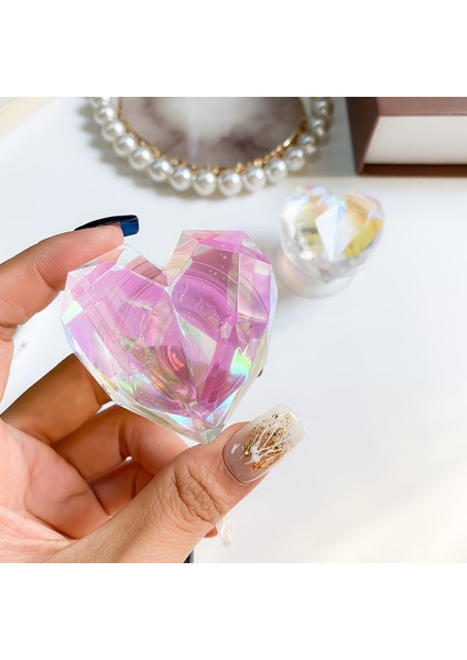 Temizle Küçük 3D Lazer Kalp Geometrik Kore Cep Telefonu Tutucu Kavrama Tok Desteği Griptok Katlanabilir Akıllı Cep Telefonu Parmak Yüzük Standı Soketi (Yurt Dışından) fırsatları