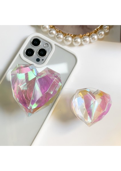 Temizle Küçük 3D Lazer Kalp Geometrik Kore Cep Telefonu Tutucu Kavrama Tok Desteği Griptok Katlanabilir Akıllı Cep Telefonu Parmak Yüzük Standı Soketi (Yurt Dışından) indirimleri