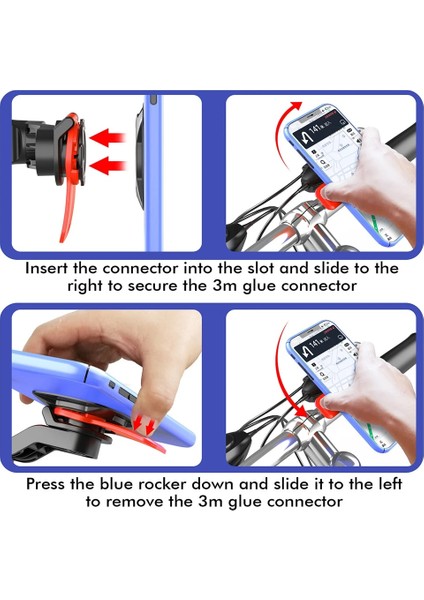 1blue Set 3bluepatch Darbeye Dayanıklı Motosiklet Bisiklet Telefon Tutucu Standı Ayarlanabilir Destek Navigasyon Telefon Braketi Mtb Bisiklet Gidon Montaj Braketi (Yurt Dışından) modelleri
