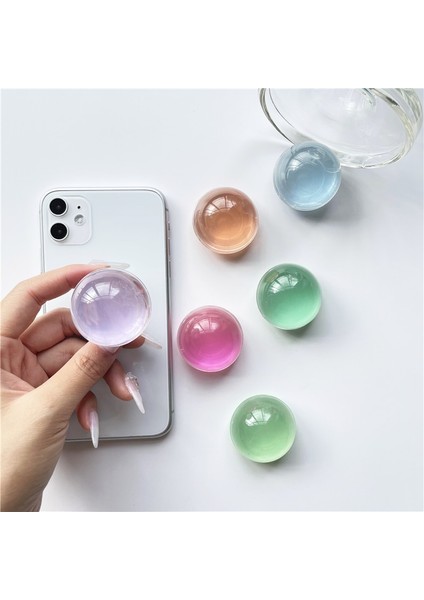 Stil 3 Lüks Parlak Renk Stereo Şeffaf Top Genişletilebilir Telefon Tutucu Kavrama Parmak Yüzük Desteği iPhone Için Katlanabilir Kavrama Tutucu (Yurt Dışından) fırsatları