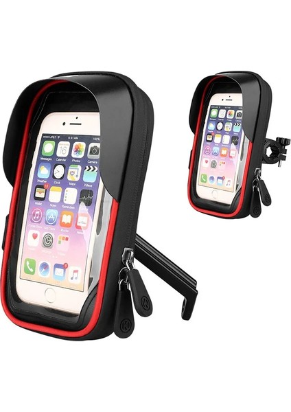 Kırmızı (Motosiklet) 6.4 Inç Su Geçirmez Bisiklet Telefon Tutucu Standı Motosiklet Gidon Montaj Çantası Kılıfları Evrensel Bisiklet Scooter Cep Telefonu Braketi (Yurt Dışından) fiyatları