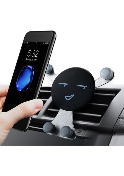 Altın Yerçekimi Araç Telefonu Tutucu Hava Firar Klip Gülümseme Yüz Montaj Mobil Hücre Standı Gps Desteği iPhone 12 Pro Max Xiaomi Samsung (Yurt Dışından) modelleri