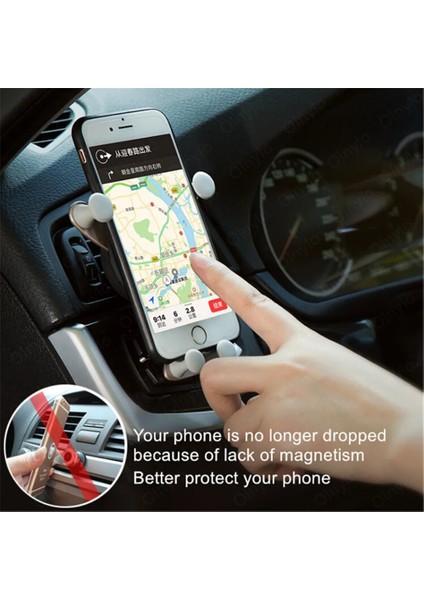 Altın Yerçekimi Araç Telefonu Tutucu Hava Firar Klip Gülümseme Yüz Montaj Mobil Hücre Standı Gps Desteği iPhone 12 Pro Max Xiaomi Samsung (Yurt Dışından) fırsatları