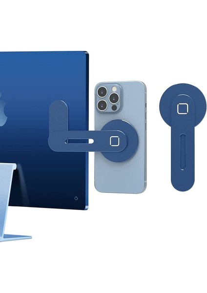Gök Mavisi Manyetik Dizüstü Telefon Tutucu Bilgisayar Monitörü Yan Cep Telefonu Ince Katlanabilir iPhone 14/13/12 Serisi Kılıf ve Tüm Telefon (Yurt Dışından)