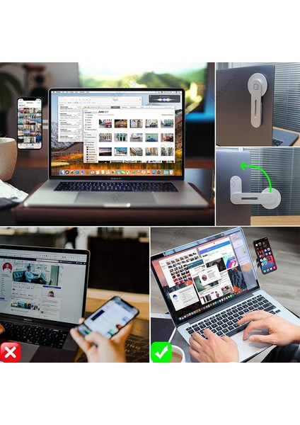 Gök Mavisi Manyetik Dizüstü Telefon Tutucu Bilgisayar Monitörü Yan Cep Telefonu Ince Katlanabilir iPhone 14/13/12 Serisi Kılıf ve Tüm Telefon (Yurt Dışından) modelleri