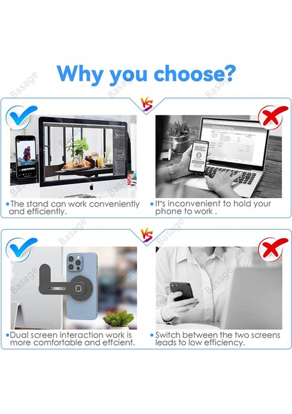 Gök Mavisi Manyetik Dizüstü Telefon Tutucu Bilgisayar Monitörü Yan Cep Telefonu Ince Katlanabilir iPhone 14/13/12 Serisi Kılıf ve Tüm Telefon (Yurt Dışından) fırsatları