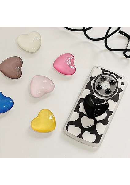 Pembe Sevimli 3D Parlak Aşk Kalp Telefon Soket Tutucu Parmak Kavrama Tok Braketi iPhone 14PRO Samsung Evrensel Katlanır Stand Griptok (Yurt Dışından) indirimleri