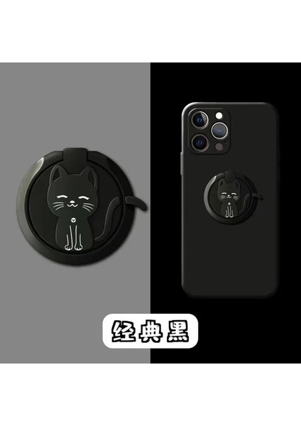 Siyah Kedi Cep Telefonu Zil Tutucu Telefon 360 Derece Döndürme Evrensel Parmak iphone ve Tabletlerle Uyumlu (Yurt Dışından)