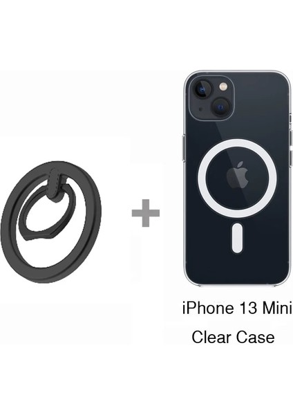56A-BLK-IP13 iPhone 13 12 Için Mini Manyetik Telefon Zil Tutucu Magsafe Aksesuarları Ayarlanabilir Parmak Yüzük Tutma Yeri ve Mıknatıs Kılıfla Uyumlu Stand (Yurt Dışından)