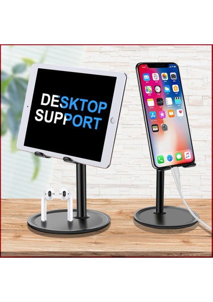 Tip B Siyah Lüks Akıllı Telefon Tablet Teleskopik Masaüstü Standı Tutucu iPhone Samsung Huawei Xiaomi Oneplus Cep Telefonu Metal Desteği (Yurt Dışından)