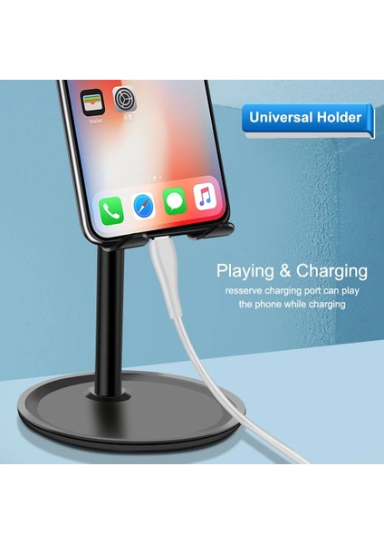 Tip B Siyah Lüks Akıllı Telefon Tablet Teleskopik Masaüstü Standı Tutucu iPhone Samsung Huawei Xiaomi Oneplus Cep Telefonu Metal Desteği (Yurt Dışından)