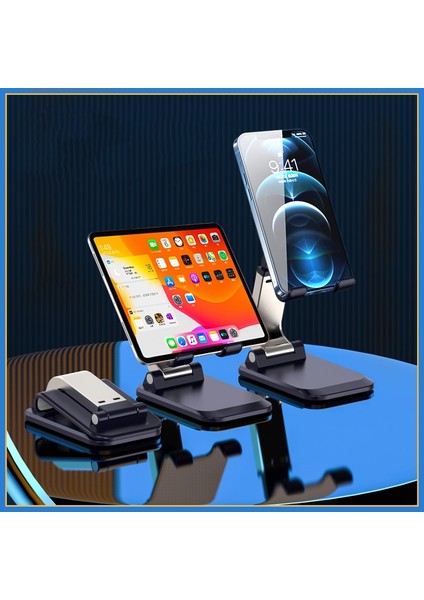 Katlanabilir Beyaz Katlanabilir Metal Masaüstü Cep Telefonu Standı iPad iPhone 13 x Akıllı Telefon Desteği Tablet Masası Cep Telefonu Taşınabilir Tutucu Braketi (Yurt Dışından)