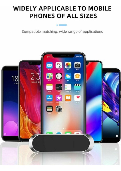 Gümüş Manyetik Araç Telefonu Tutucu Metal Mini Şerit Şekli Mıknatıs Standı iPhone 12 Pro 11 Araba Dashboard Telefon Montaj Gps Duvar Için Standı (Yurt Dışından)