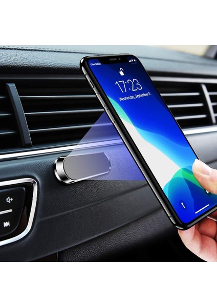 Gümüş Manyetik Araç Telefonu Tutucu Metal Mini Şerit Şekli Mıknatıs Standı iPhone 12 Pro 11 Araba Dashboard Telefon Montaj Gps Duvar Için Standı (Yurt Dışından)