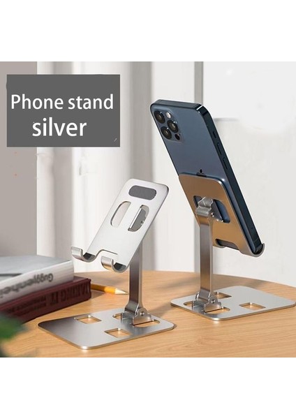 Stil Gümüş-4 360° Döndürme Metal Masa Cep Telefonu Tutucu iPhone iPad Xiaomi Için Standı Ayarlanabilir Masaüstü Tablet Tutucu Masa Cep Telefonu Standı (Yurt Dışından)