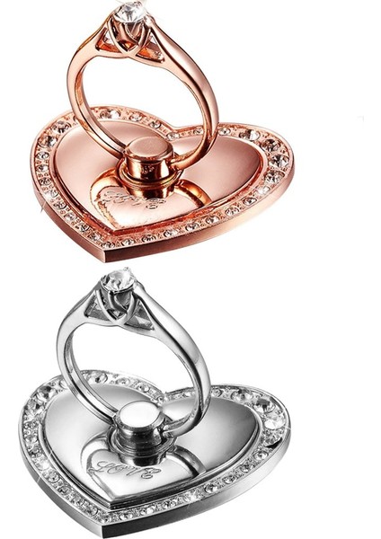 Gül Kırmızı Evrensel Metal Parmak Yüzük Cep Telefonu Standı Tutucu Moda Takı Stil Tutucu iPhone Huawei Samsung Için Kalp Şekli Standı (Yurt Dışından) fırsatları