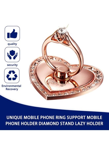 Gül Kırmızı Evrensel Metal Parmak Yüzük Cep Telefonu Standı Tutucu Moda Takı Stil Tutucu iPhone Huawei Samsung Için Kalp Şekli Standı (Yurt Dışından) indirimleri