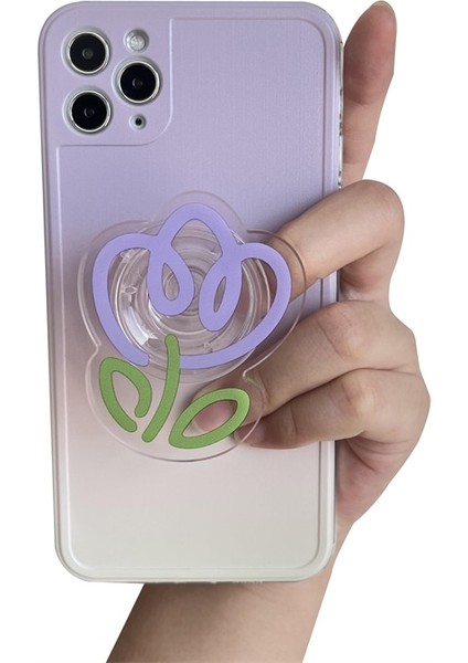 02 Güzel Lale Çiçek Parlak Kavrama Tok Telefon Tutucu Parmak Yüzük Katlanabilir Soket Griptok Arka Etiket Destek Braketi (Yurt Dışından) modelleri