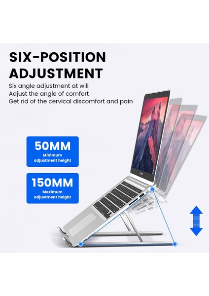 Gri Alüminyum Ayarlanabilir Yükseklik Dizüstü Bilgisayar Standı Katlanır Braket Dizüstü Bilgisayar Standı MacBook Air Pro Için, Asus Hp Surface Lenovo 5-15,6" (Yurt Dışından) fiyatları