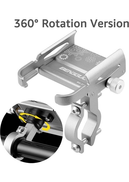 SILVER-360 Untoom Motosiklet Scooter Telefon Montaj Standı Bisiklet Tutucu Alüminyum Alaşım Ayarlanabilir Bisiklet Telefon Braketi Bisiklet Aksesuarları (Yurt Dışından)
