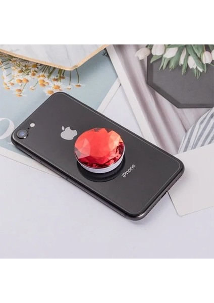 Kırmızı Kat Elmas Cep Telefonu Halka Tutucu Parmak Kavrama Halkası Mobil Genişleyen Telefon Tutucu iphone Tutucu Stand Braketi (Yurt Dışından)