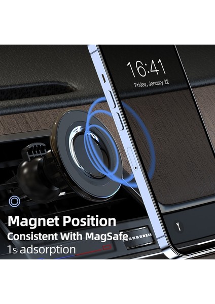 Tip-B Henzarne Manyetik Araç Montajı iPhone 12/13/ Pro/12 Max/12 Mini/magsafe Kılıfı ile Uyumlu Güçlü Mıknatıslı Hava Firar Telefon Tutucu (Yurt Dışından) indirimleri