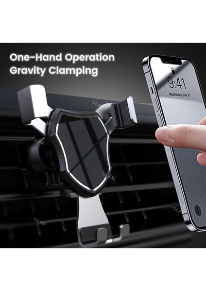 Ayna Tarzı Siyah Yerçekimi Araç Telefonu Tutucu Araba Araç Montaj Klip Braketi Hava Çıkışı Cep Telefonu Standı Gps Desteği iPhone 12 13 Pro Xiaomi 12 (Yurt Dışından) modelleri