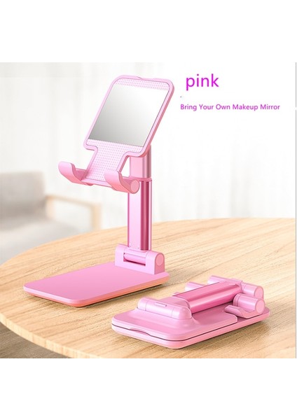 Pembe Evrensel Masaüstü Cep Telefonu Tutucu IPhone IPad Için Standı Ayarlanabilir Tablet Katlanabilir Masa Cep Telefonu Danışma Standı Tutucu (Yurt Dışından)