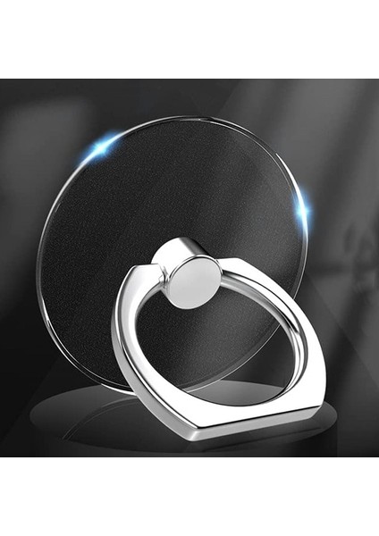 Yuvarlak Şekil Şeffaf Cep Telefonu Zil Tutucu Standı 360° Derece Döndürme Şeffaf Parmak Kavrama Kickstand Uyumlu Çeşitli iPhone Kılıfı (Yurt Dışından)