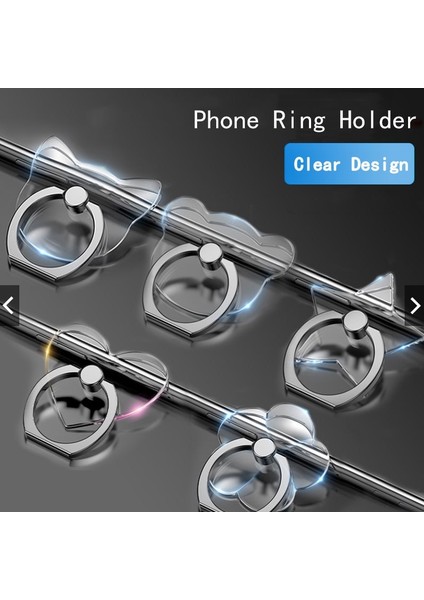 Yuvarlak Şekil Şeffaf Cep Telefonu Zil Tutucu Standı 360° Derece Döndürme Şeffaf Parmak Kavrama Kickstand Uyumlu Çeşitli iPhone Kılıfı (Yurt Dışından) fiyatları